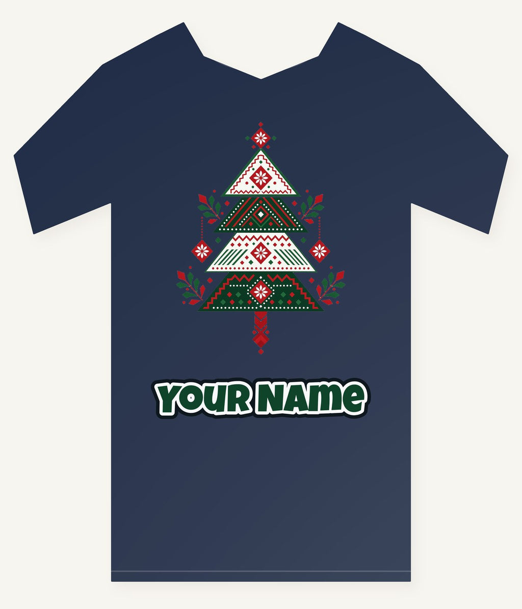 Nordic Folk Christmas Tree Personalised Kids and Baby Christmas Tee