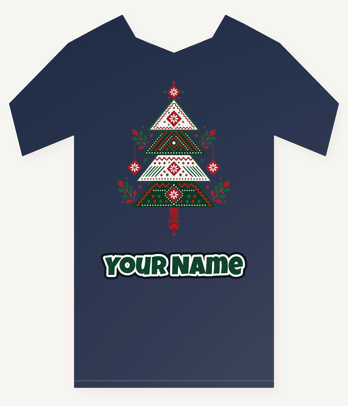 Nordic Folk Christmas Tree Personalised Kids and Baby Christmas Tee