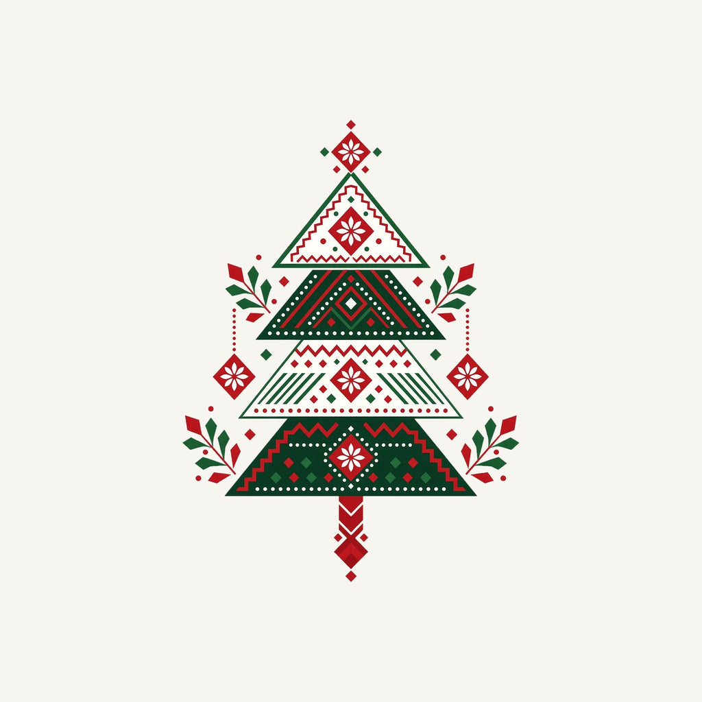 Nordic Folk Christmas Tree Personalised Kids and Baby Christmas Tee
