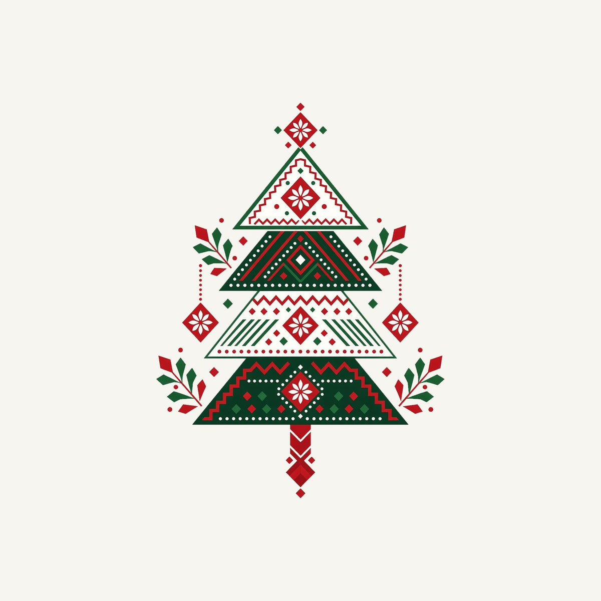 Nordic Folk Christmas Tree Personalised Kids and Baby Christmas Tee