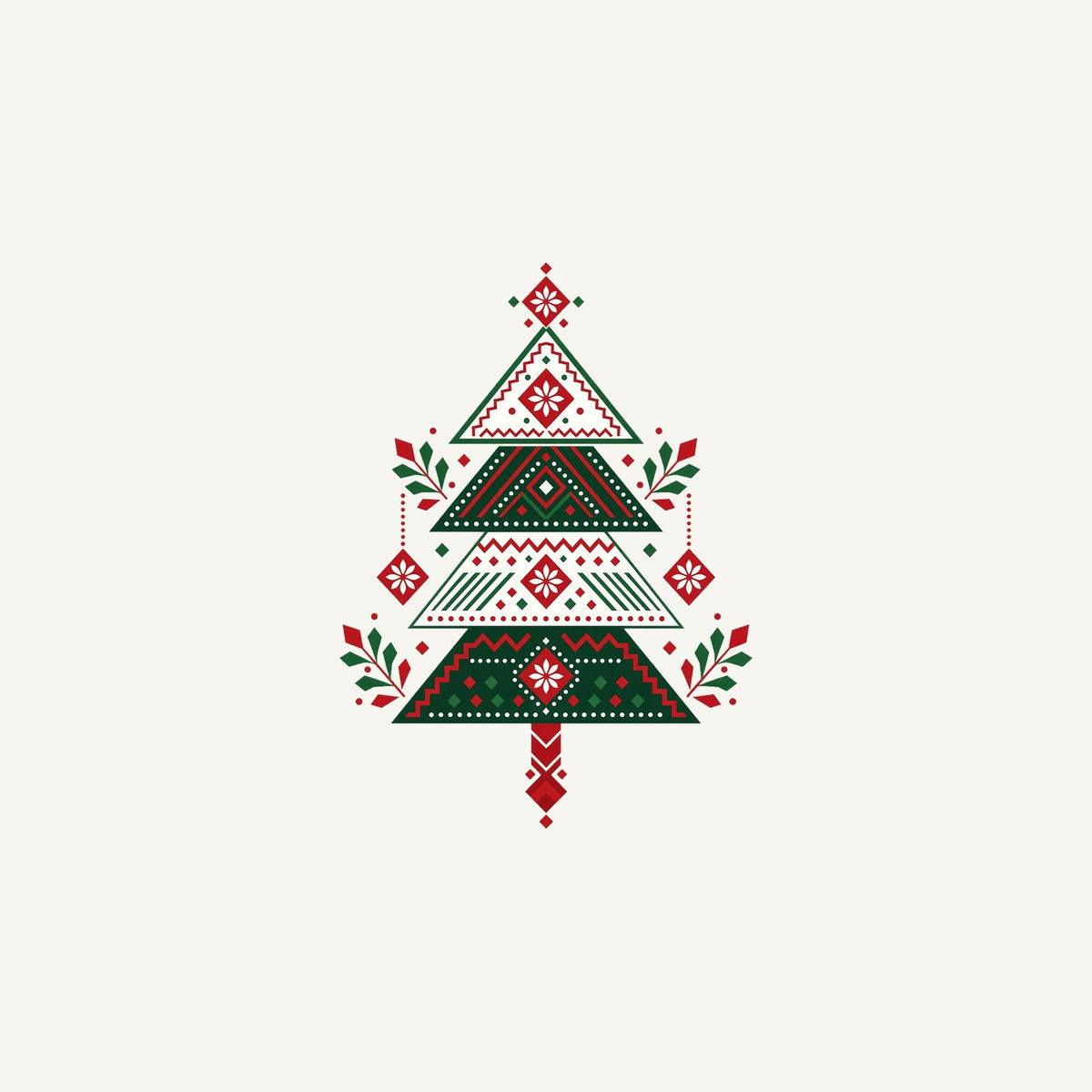 Nordic Folk Christmas Tree Personalised Christmas Mug