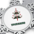 Nordic Folk Christmas Tree Personalised Pewter Christmas Ornament