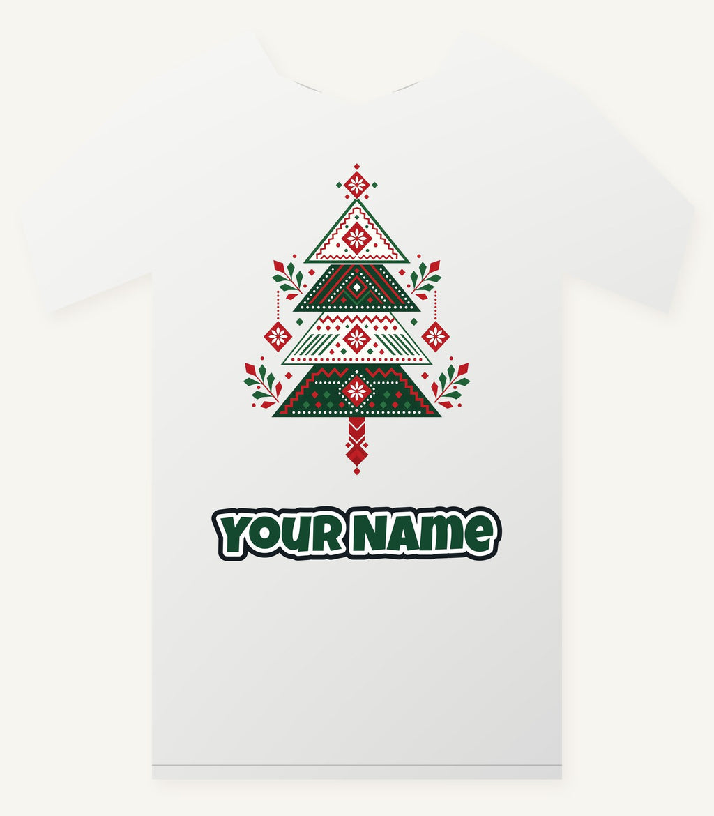 Nordic Folk Christmas Tree Personalised Christmas T-Shirt and Hoodie