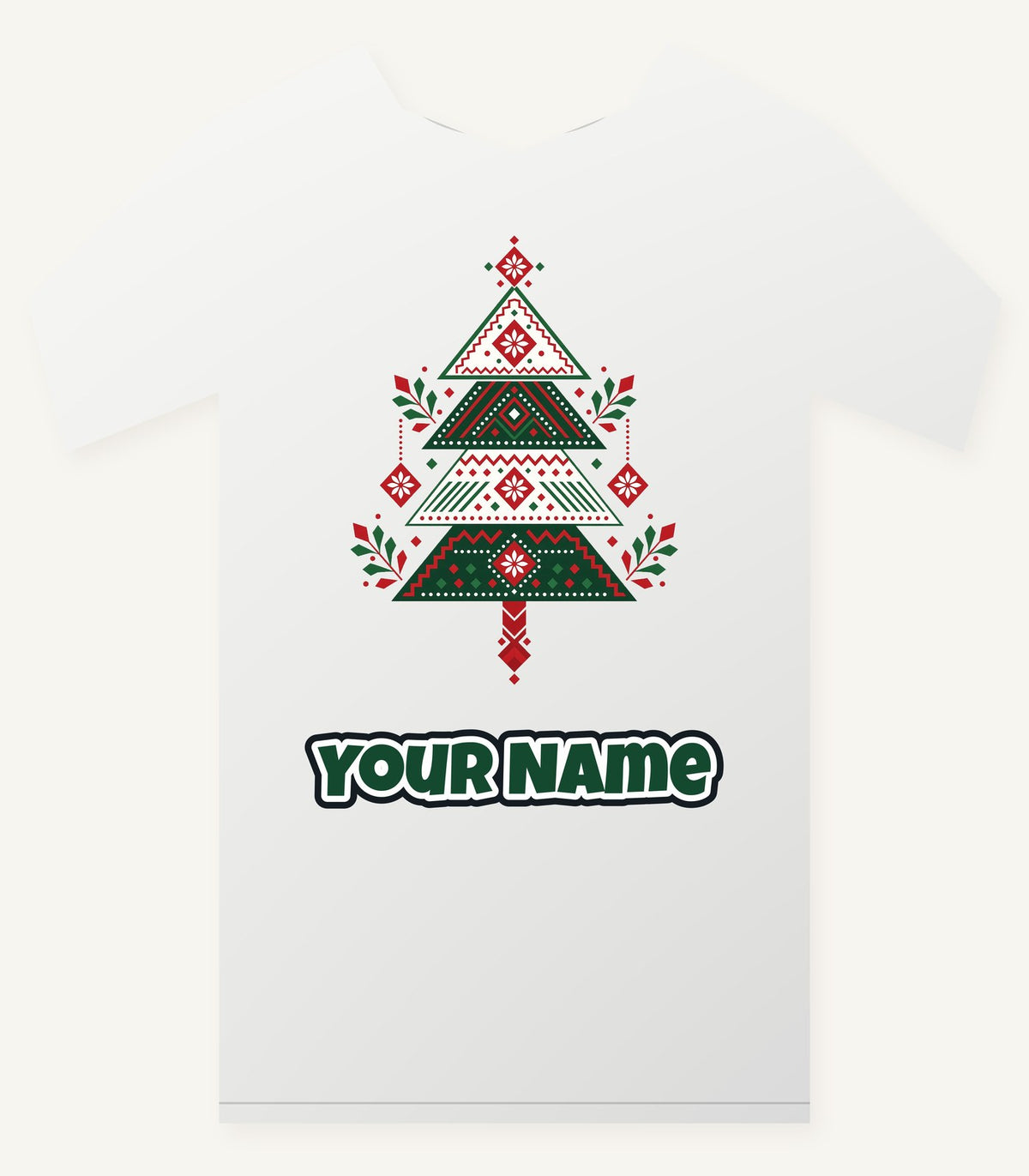 Nordic Folk Christmas Tree Personalised Christmas T-Shirt and Hoodie