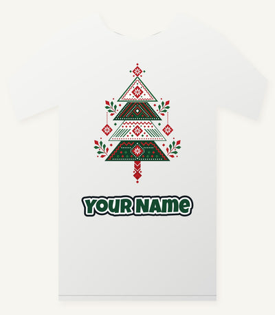 Nordic Folk Christmas Tree Personalised Christmas T-Shirt and Hoodie