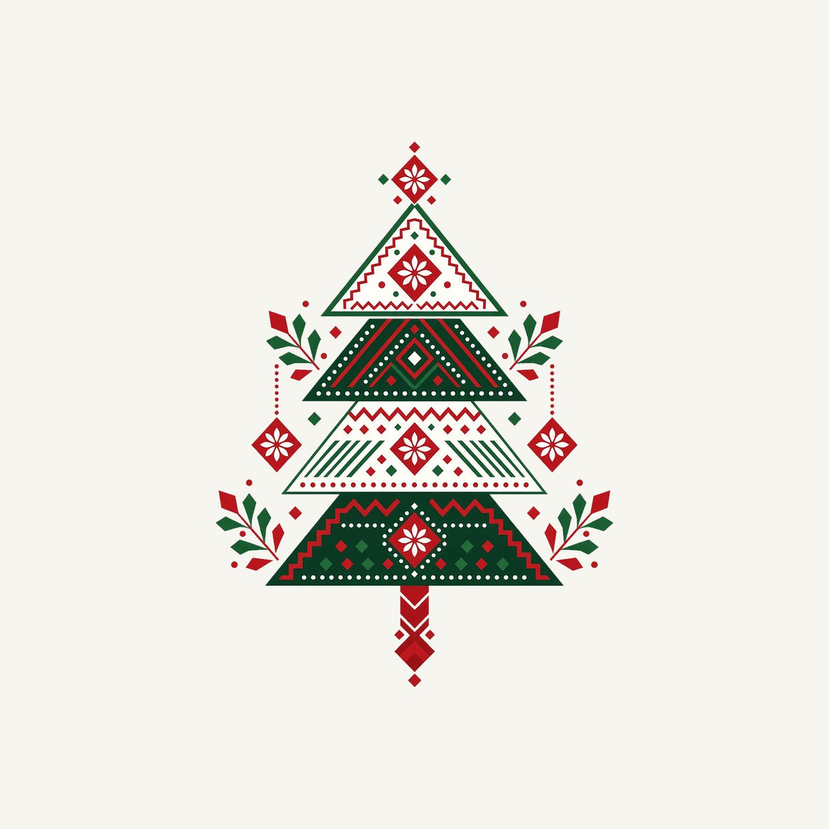Nordic Folk Christmas Tree Personalised Christmas T-Shirt and Hoodie