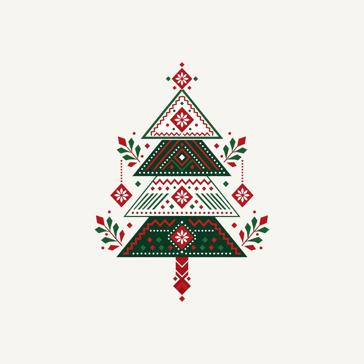 Nordic Folk Christmas Tree Personalised Santa Sack