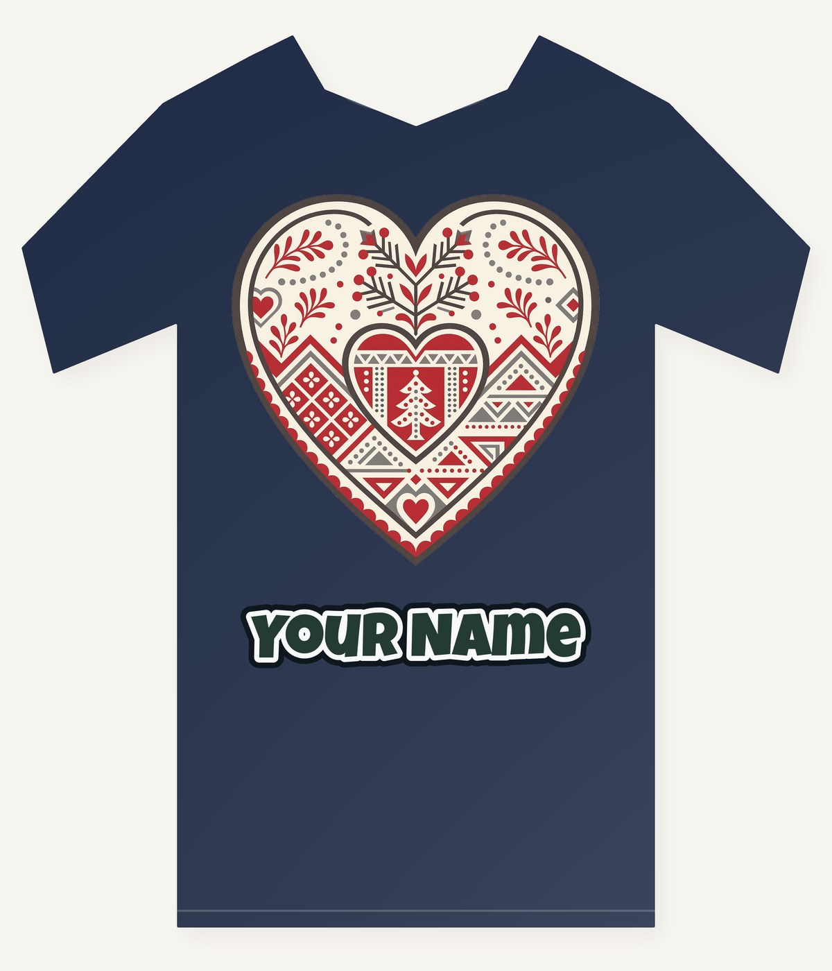 Nordic Folk Heart Personalised Kids Tee and Baby Bodysuit