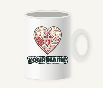 Nordic Folk Heart Personalised Christmas Mug