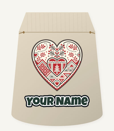 Nordic Folk Heart Personalised Santa Sack