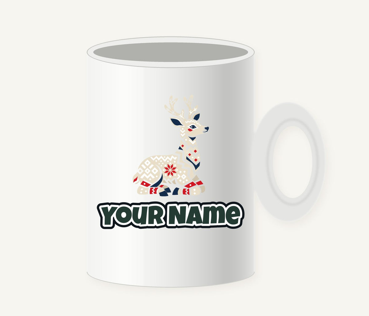 Nordic Folk Reindeer Personalised Christmas Mug