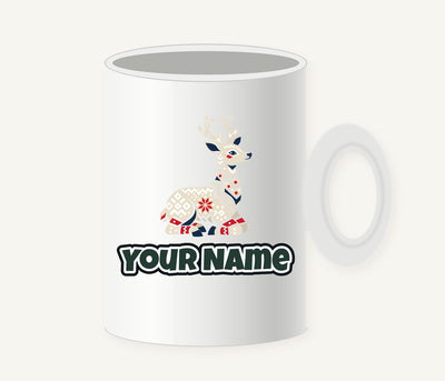 Nordic Folk Reindeer Personalised Christmas Mug