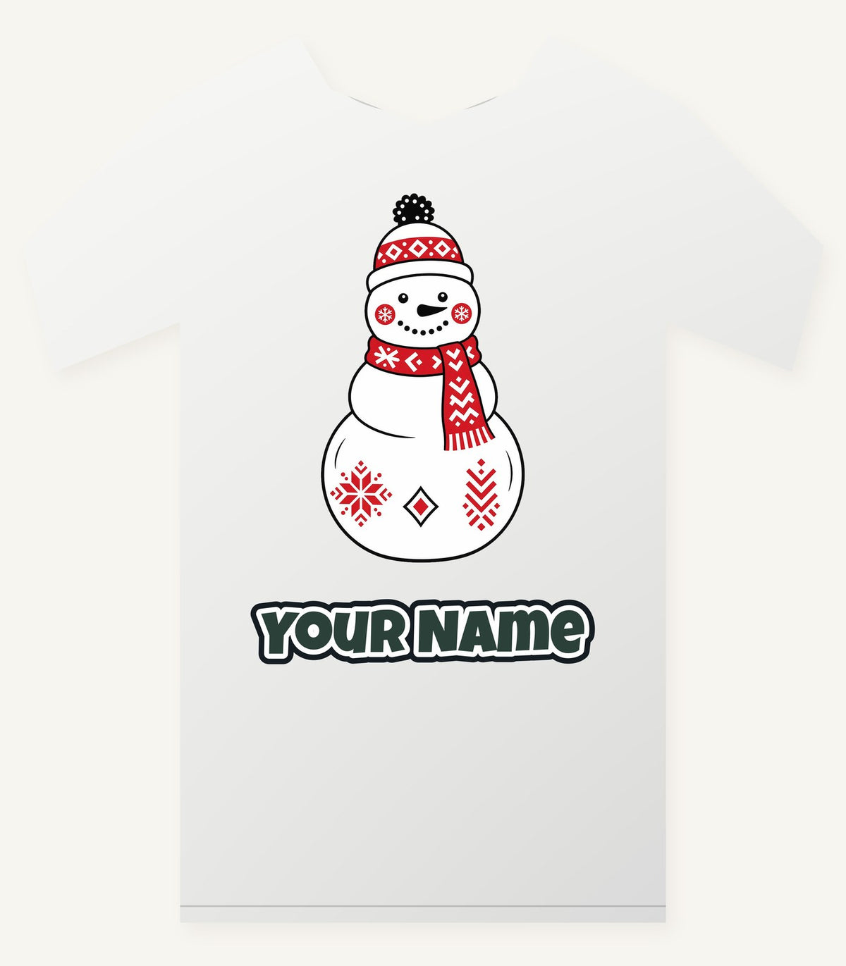 Nordic Folk Snowman Personalised Christmas T-Shirt and Hoodie