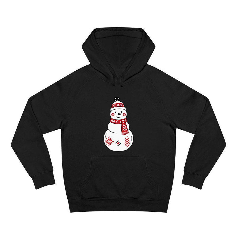 Nordic Folk Snowman personalised Christmas hoodie in black