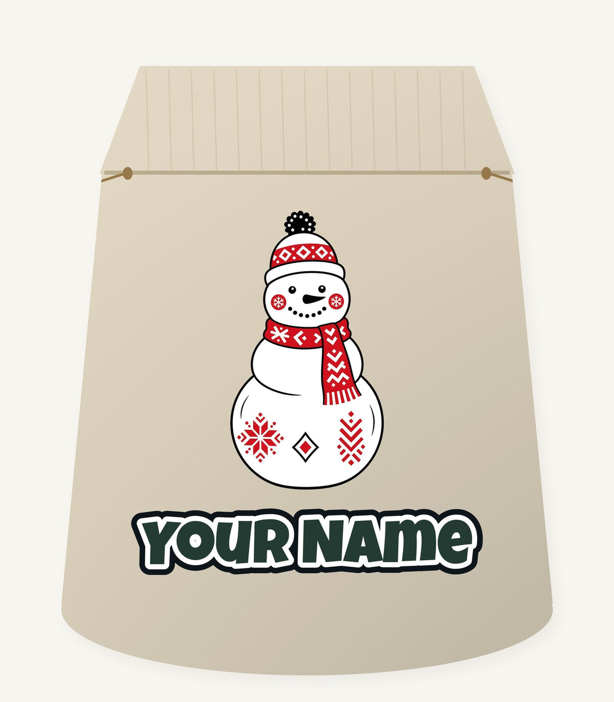 Nordic Folk Snowman Personalised Santa Sack