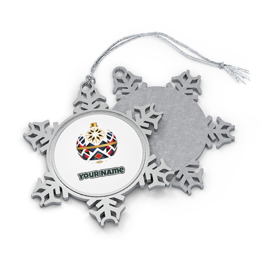 Nordic Geometric Bauble Personalised Pewter Christmas Ornament