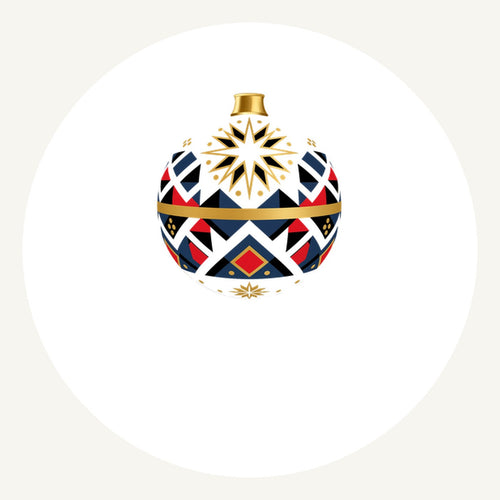 Nordic Geometric Bauble Christmas artwork, the design printed on the personalised ornament