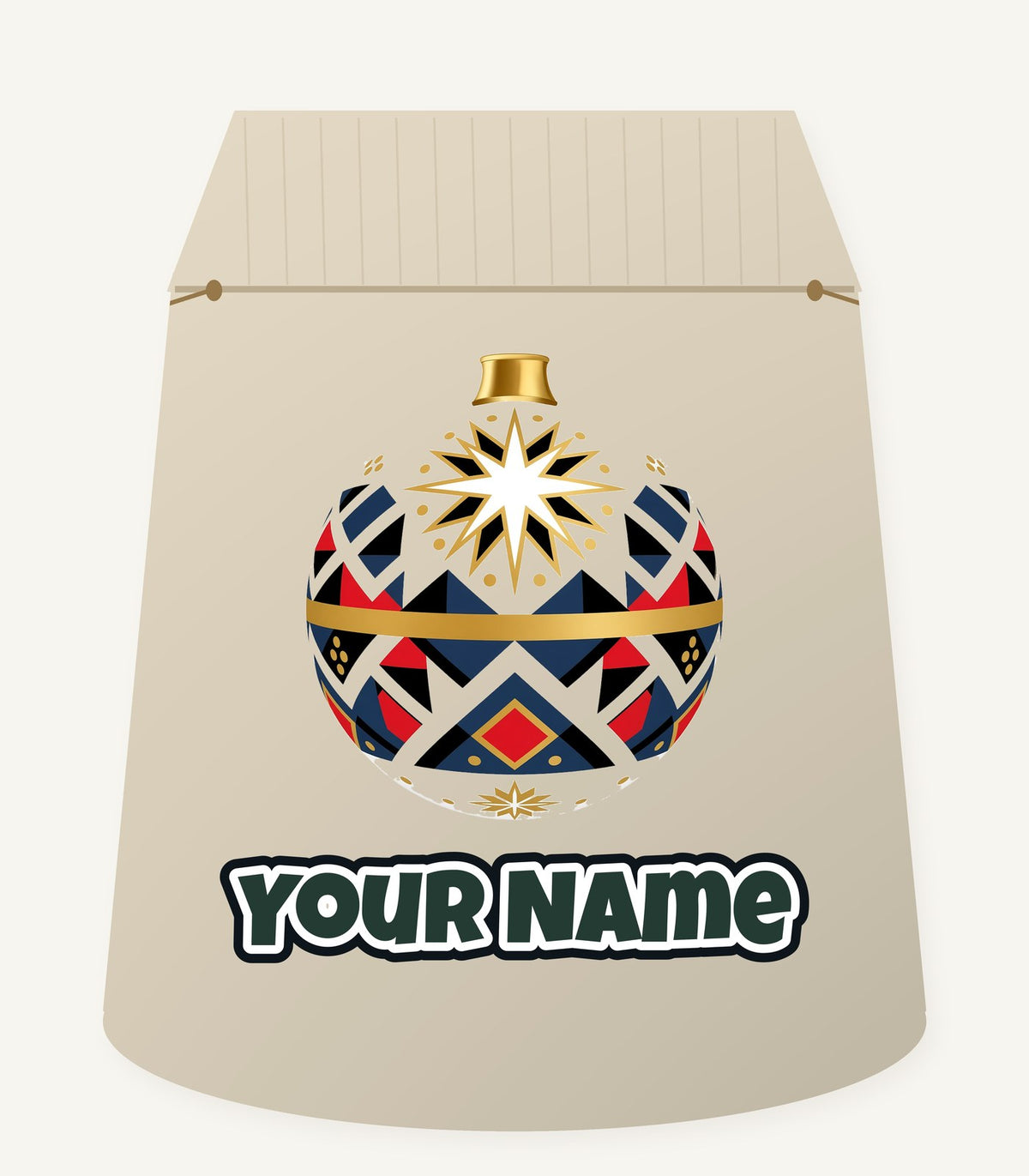 Nordic Geometric Bauble Personalised Santa Sack