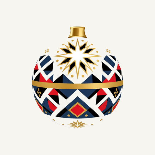 Nordic Geometric Bauble Christmas artwork, the design printed on the personalised Santa sack