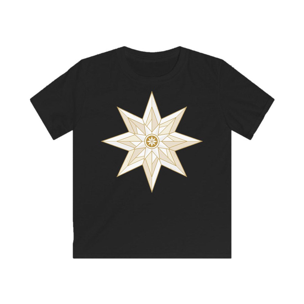 Nordic Gold Star personalised kids Christmas tee in black