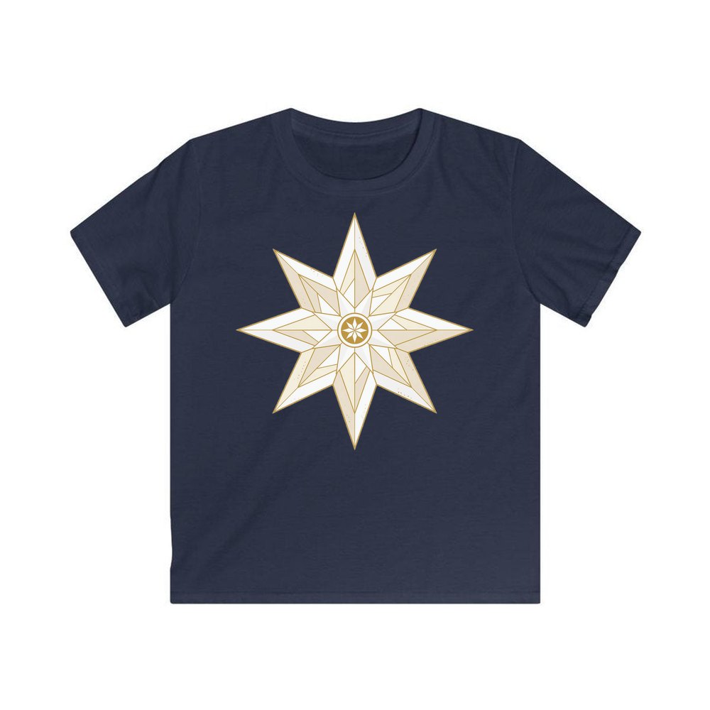 Nordic Gold Star personalised kids Christmas tee in navy