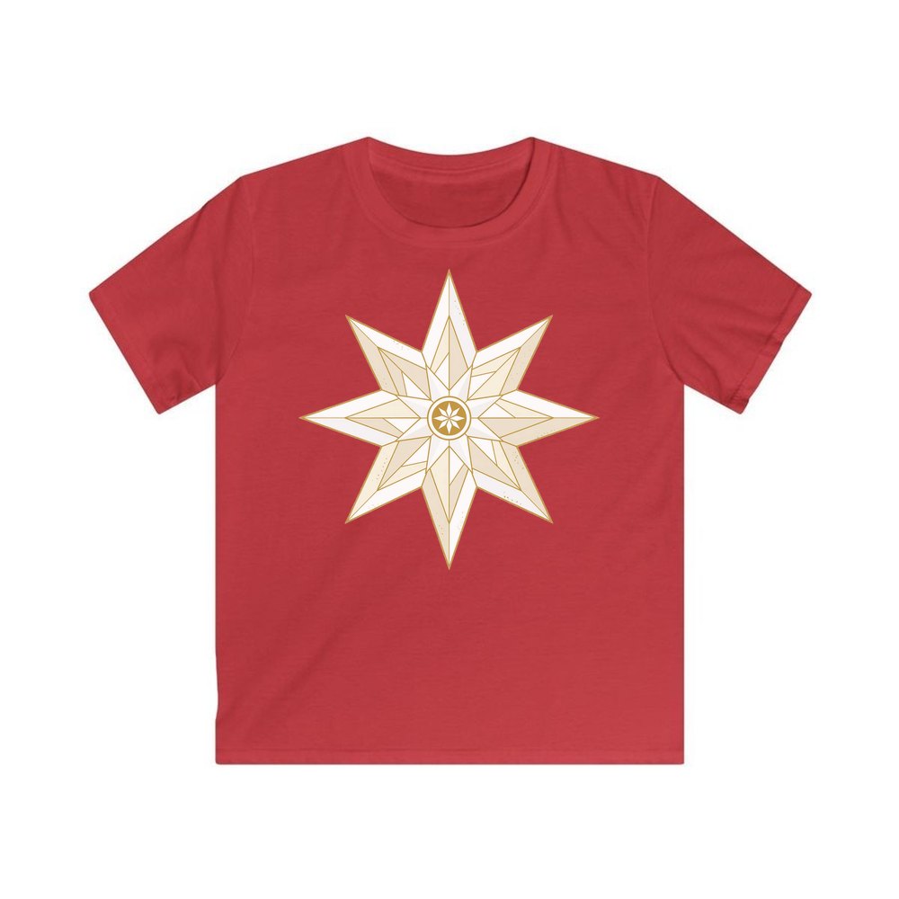 Nordic Gold Star personalised kids Christmas tee in red