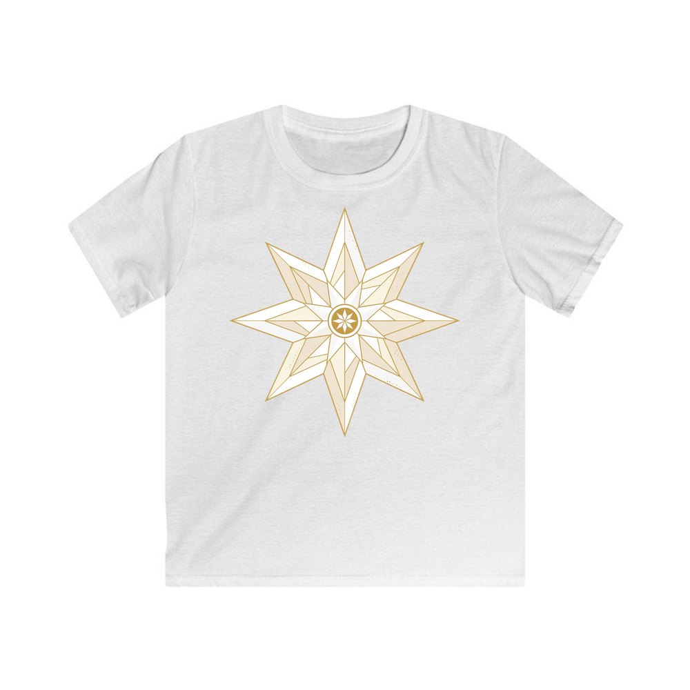 Nordic Gold Star personalised kids Christmas tee in white