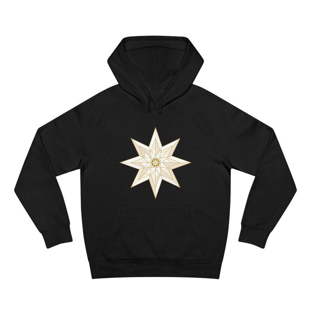 Nordic Gold Star personalised Christmas hoodie in black