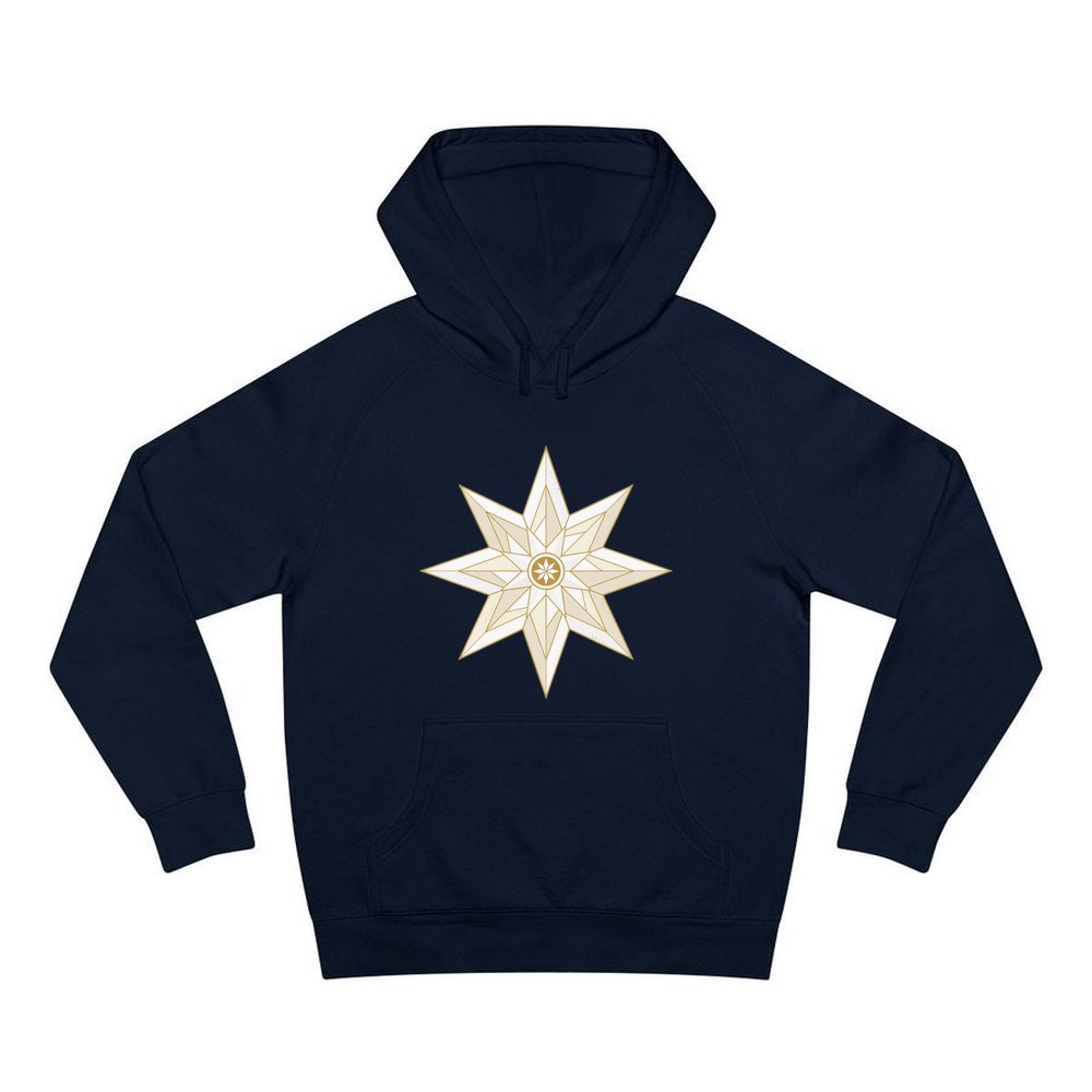 Nordic Gold Star personalised Christmas hoodie in navy