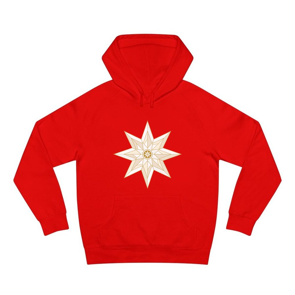 Nordic Gold Star personalised Christmas hoodie in red