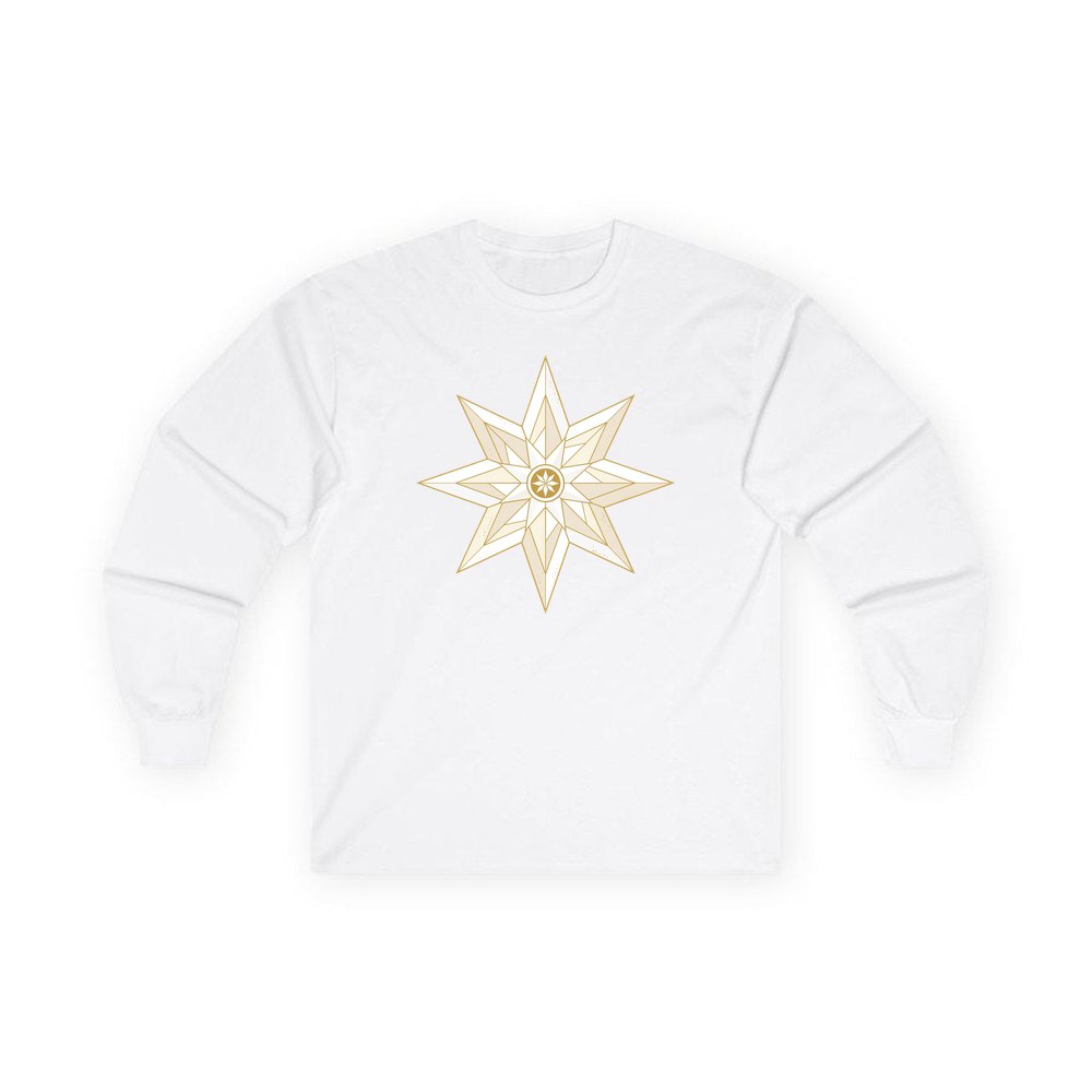 Nordic Gold Star personalised long sleeve Christmas T-shirt in white