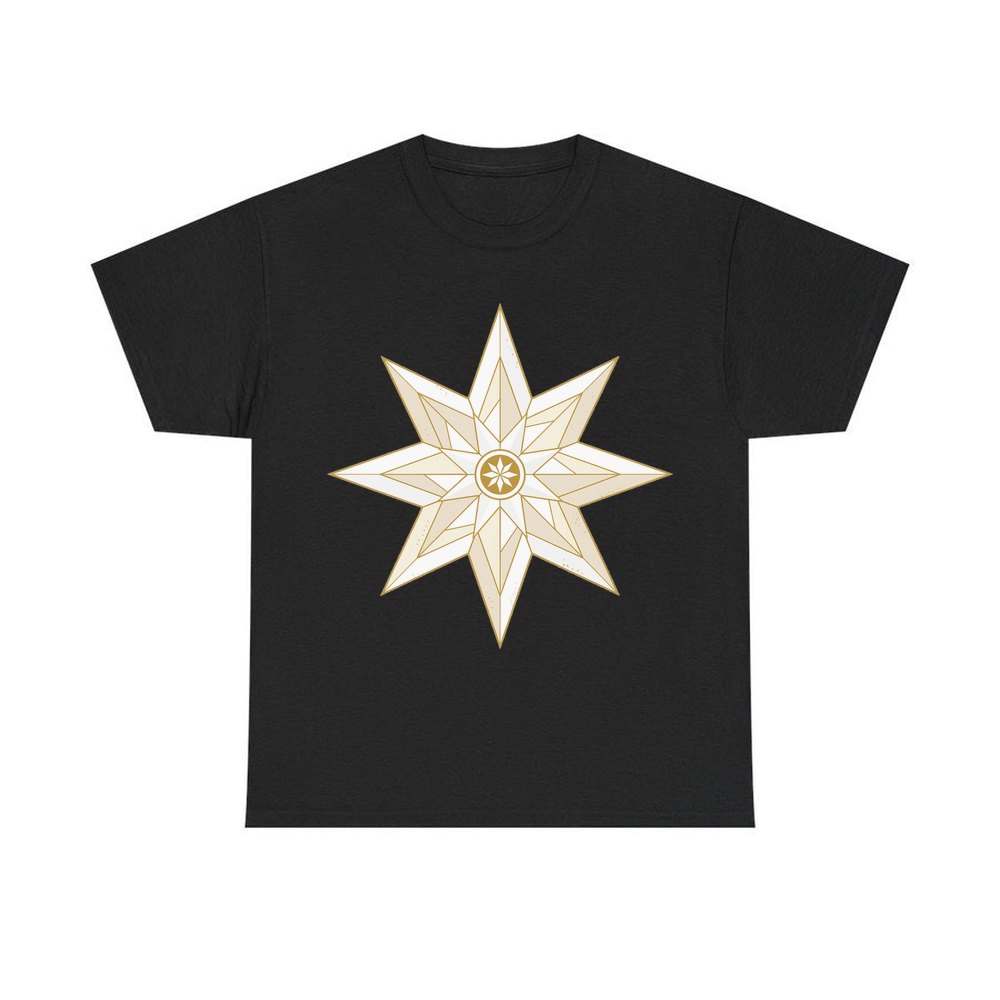 Nordic Gold Star personalised Christmas T-shirt in black