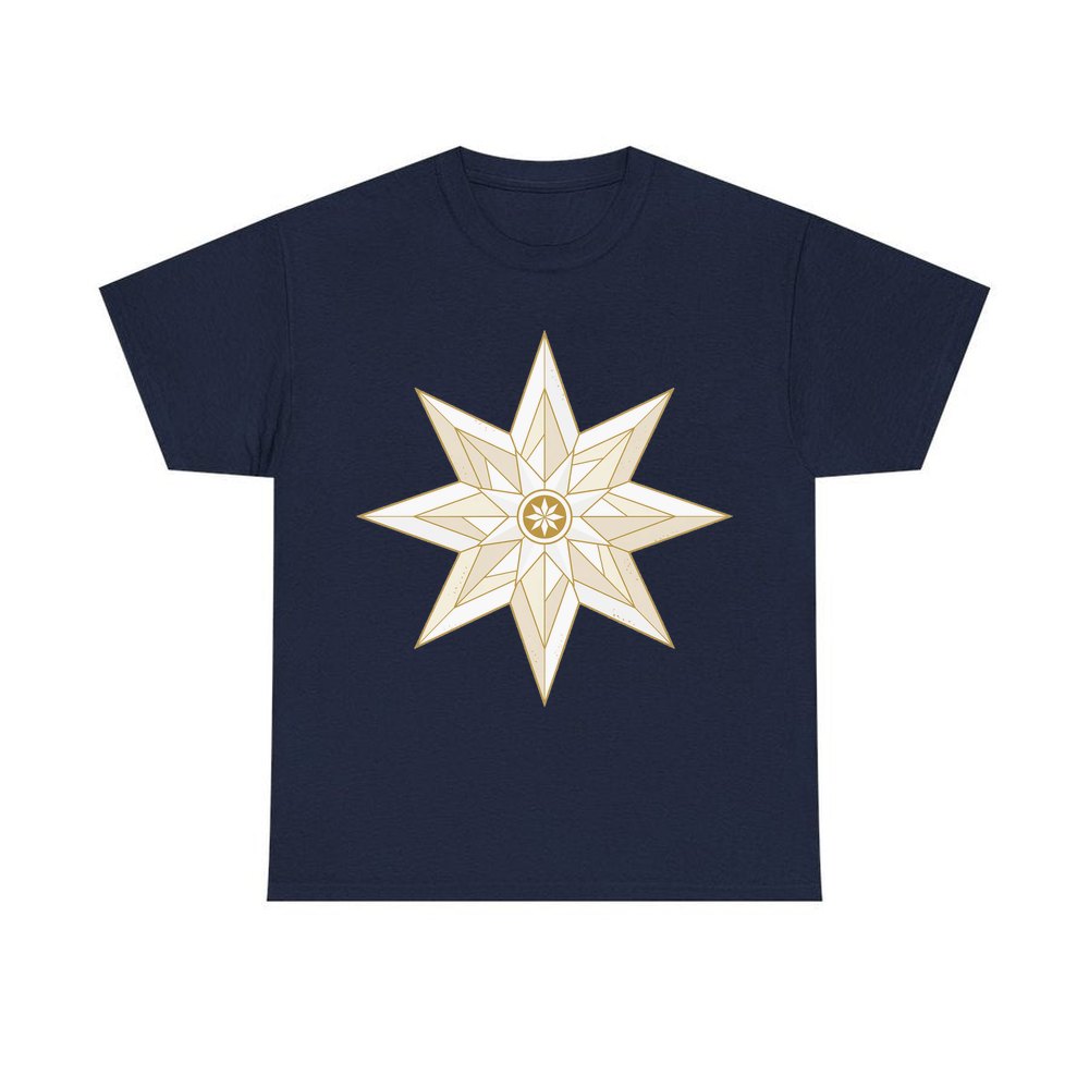 Nordic Gold Star personalised Christmas T-shirt in navy