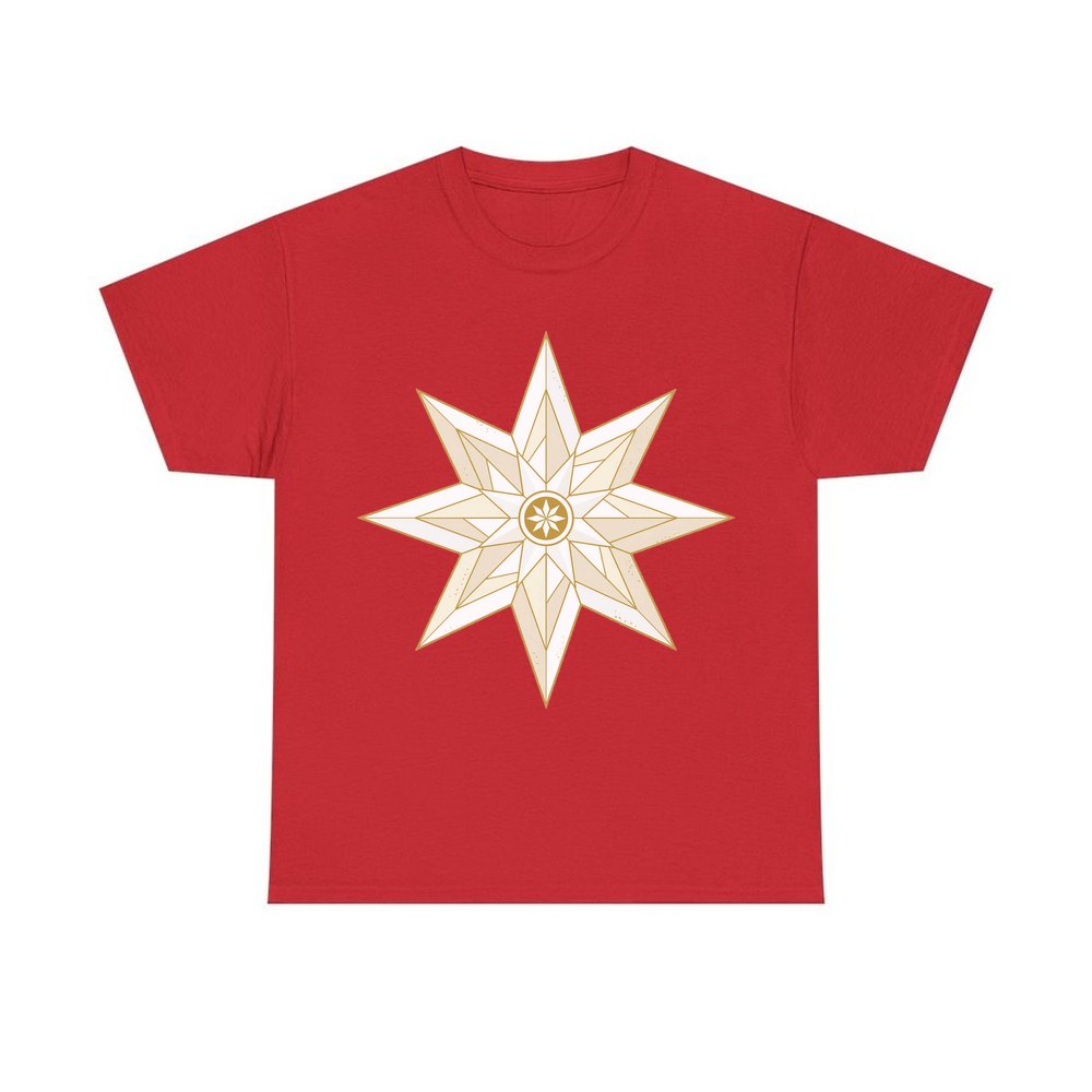 Nordic Gold Star personalised Christmas T-shirt in red