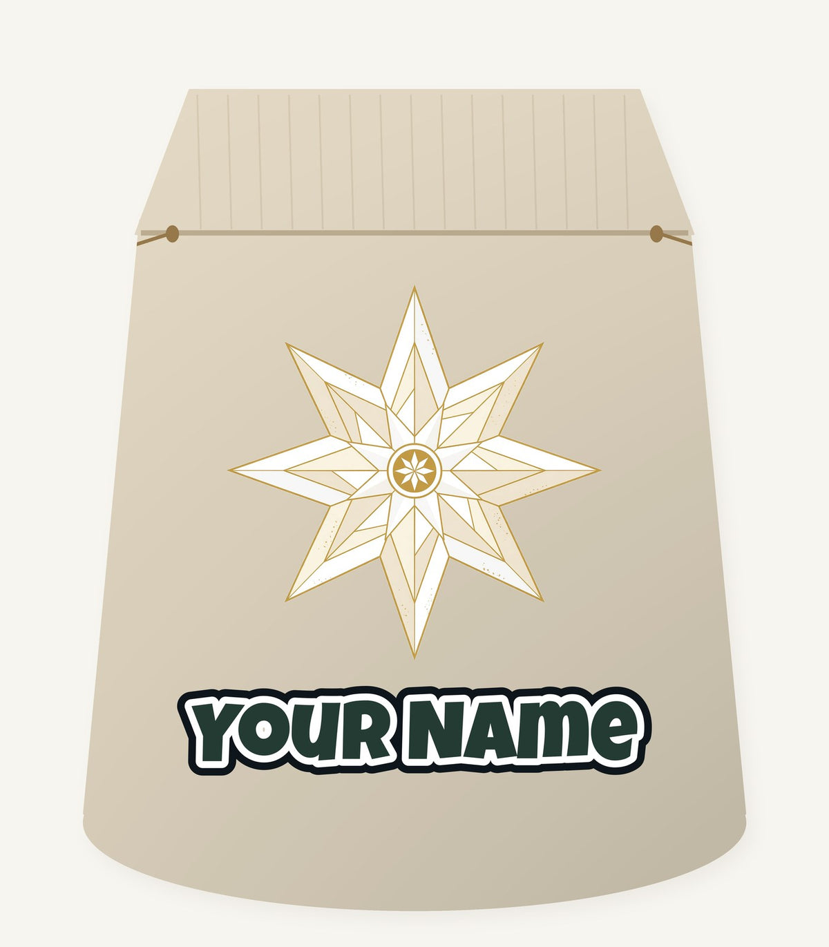 Nordic Gold Star Personalised Santa Sack