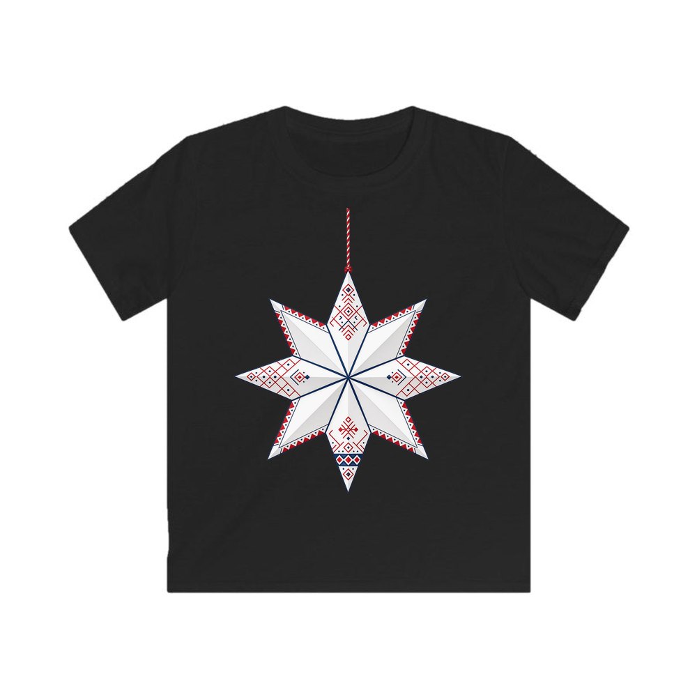 Nordic Paper Star personalised kids Christmas tee in black