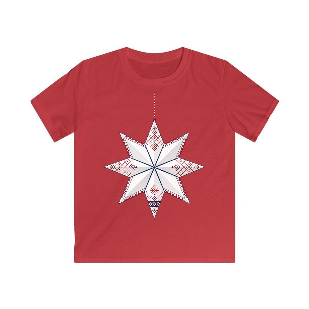 Nordic Paper Star personalised kids Christmas tee in red