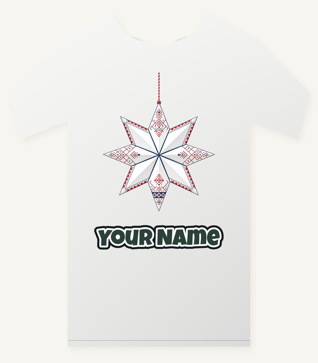 Nordic Paper Star Personalised Christmas T-Shirt and Hoodie