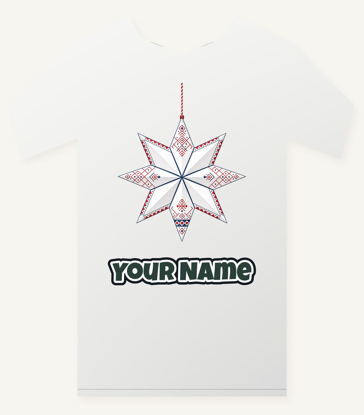 Nordic Paper Star Personalised Christmas T-Shirt and Hoodie