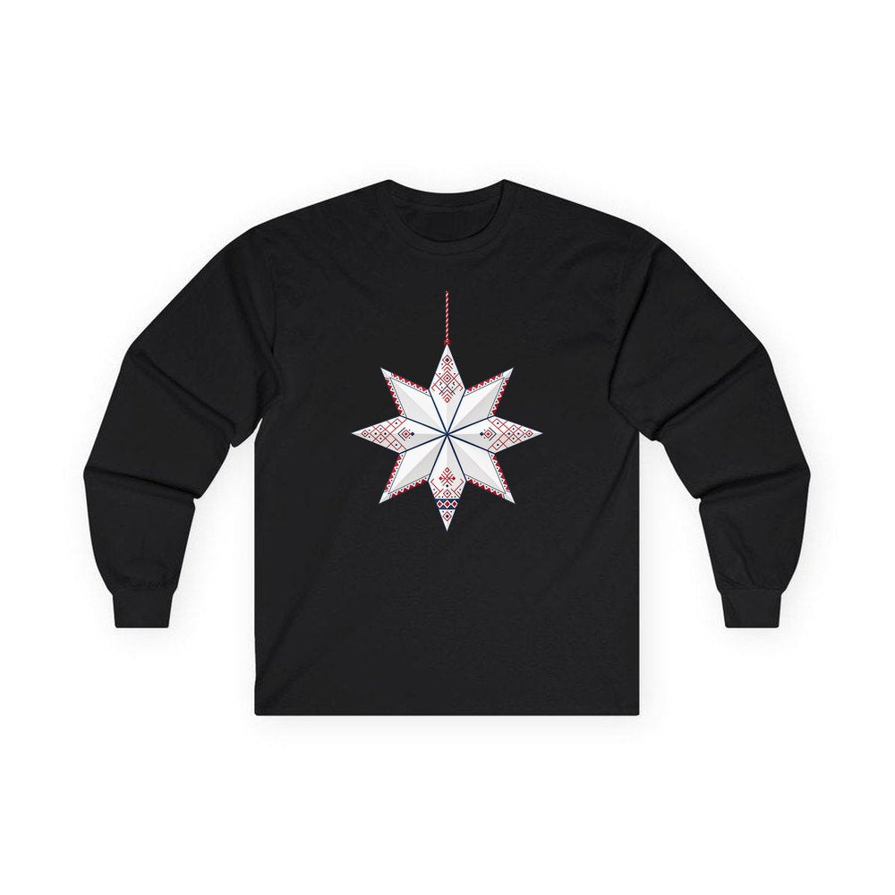Nordic Paper Star personalised long sleeve Christmas T-shirt in black