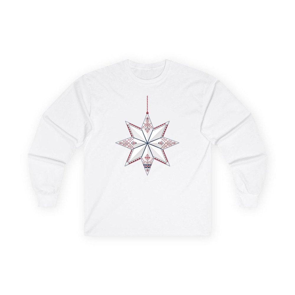 Nordic Paper Star personalised long sleeve Christmas T-shirt in white