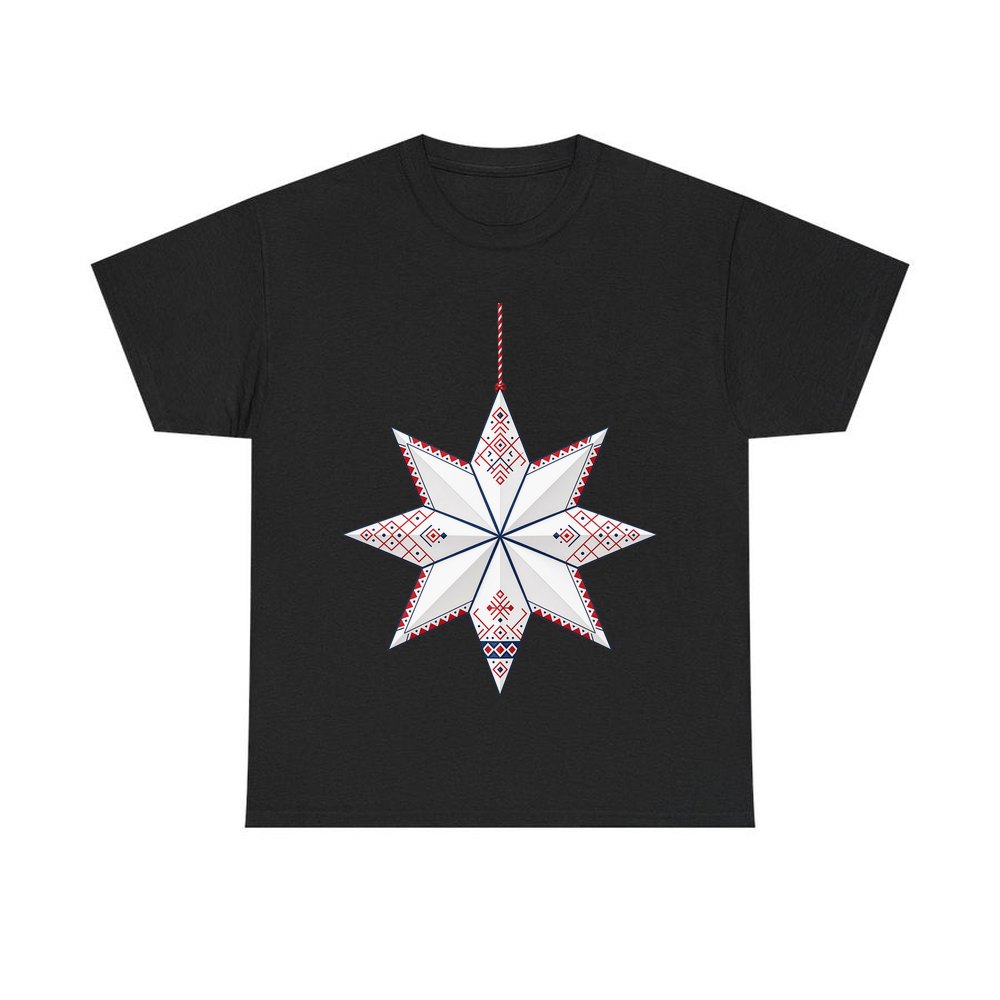 Nordic Paper Star personalised Christmas T-shirt in black