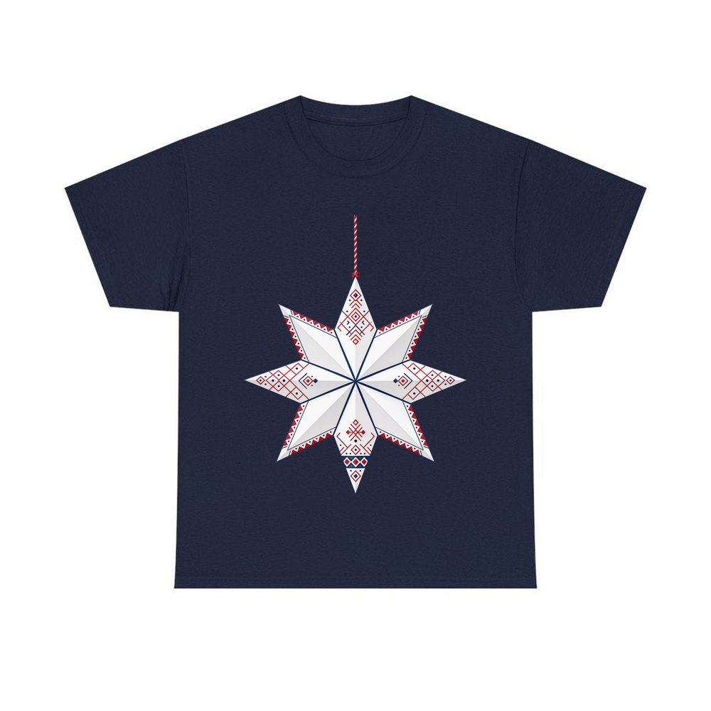 Nordic Paper Star personalised Christmas T-shirt in navy