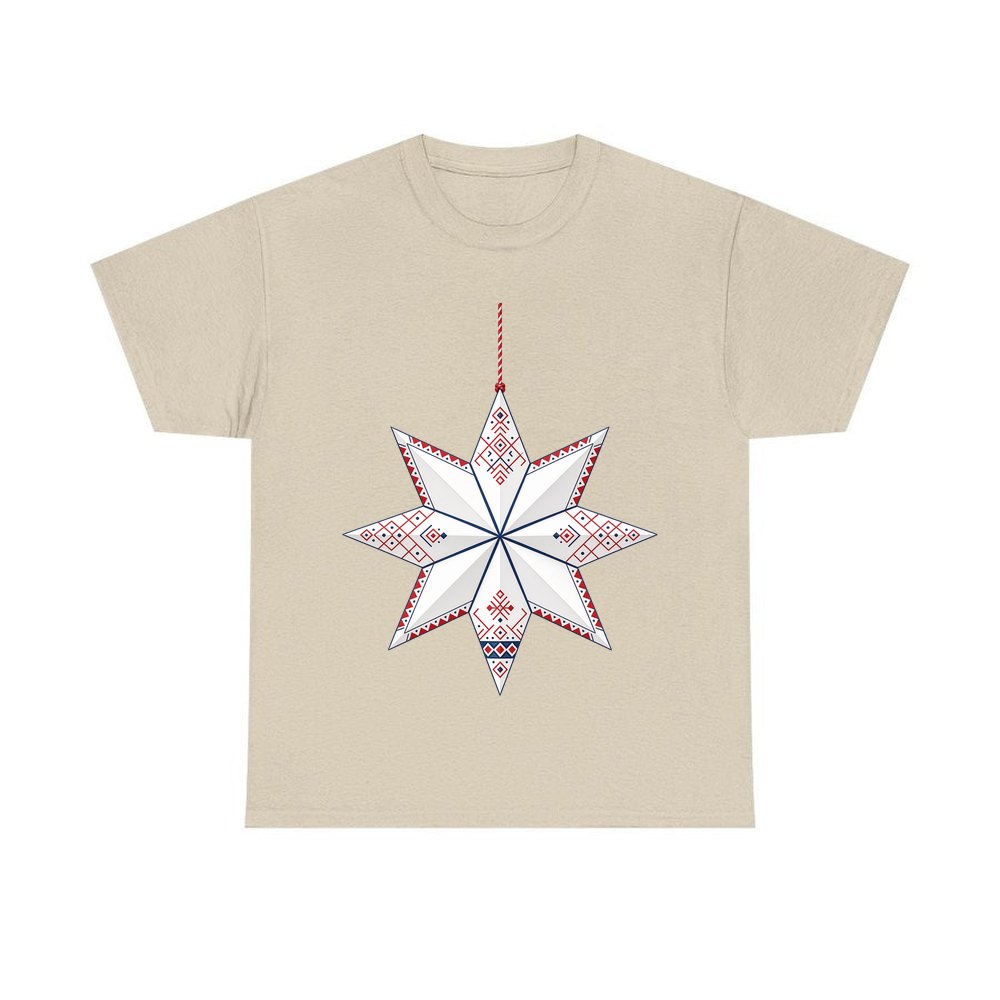 Nordic Paper Star personalised Christmas T-shirt in sand