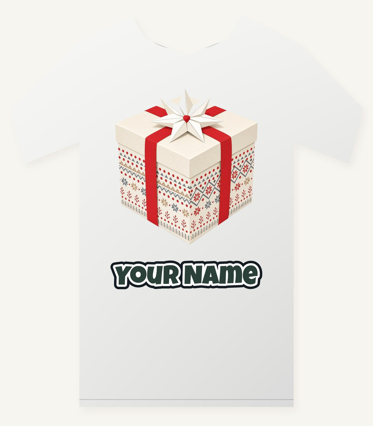 Nordic Patterned Gift Box Personalised Christmas T-Shirt and Hoodie