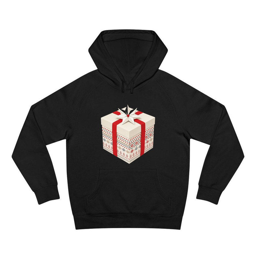 Nordic Patterned Gift Box personalised Christmas hoodie in black
