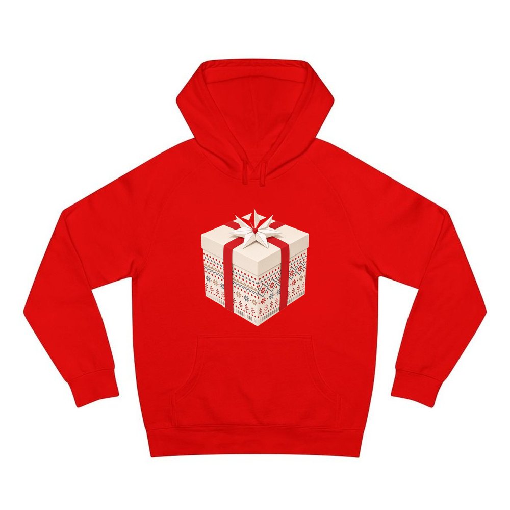 Nordic Patterned Gift Box personalised Christmas hoodie in red