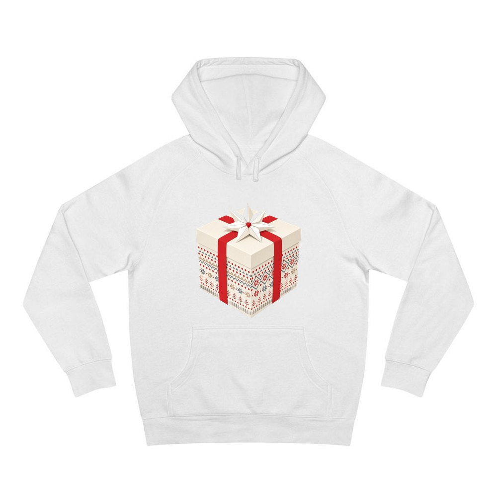 Nordic Patterned Gift Box personalised Christmas hoodie in white