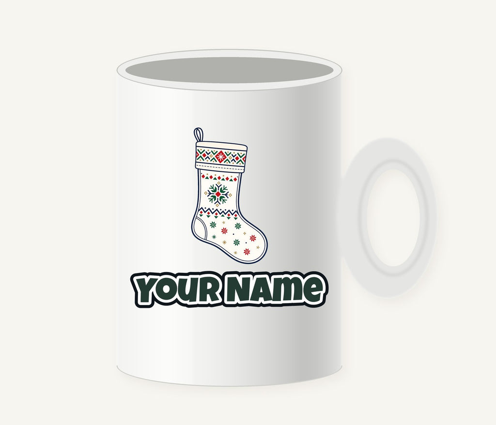 Nordic Snowflake Stocking Personalised Christmas Mug