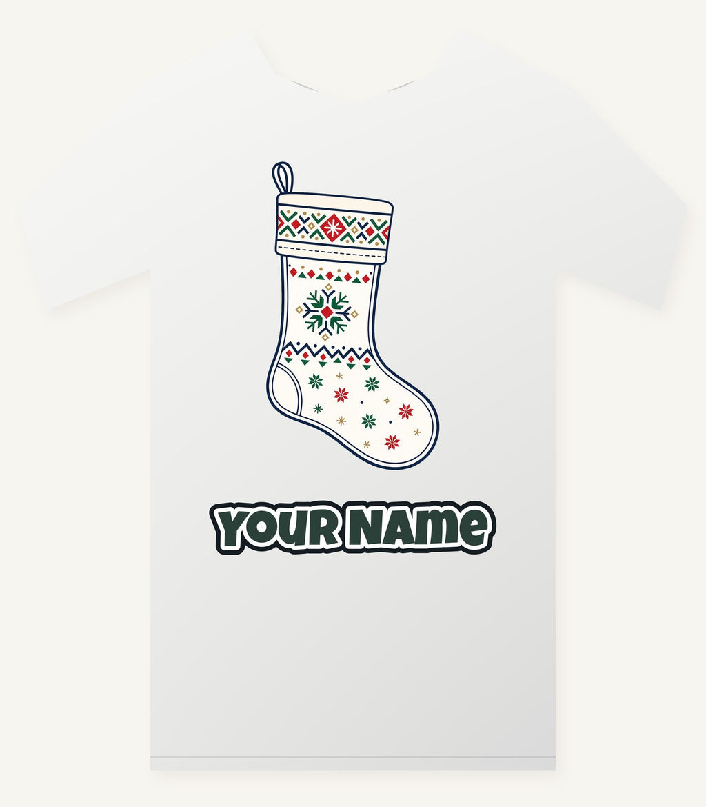 Nordic Snowflake Stocking Personalised Christmas T-Shirt and Hoodie